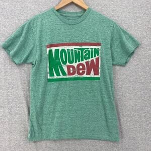 Savvy Mountain Dew Shirt Mens Small Green Tee Short Sleeve Crew Neck